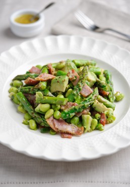 British Asparagus, Avocado, Bacon and Soya Bean Salad
